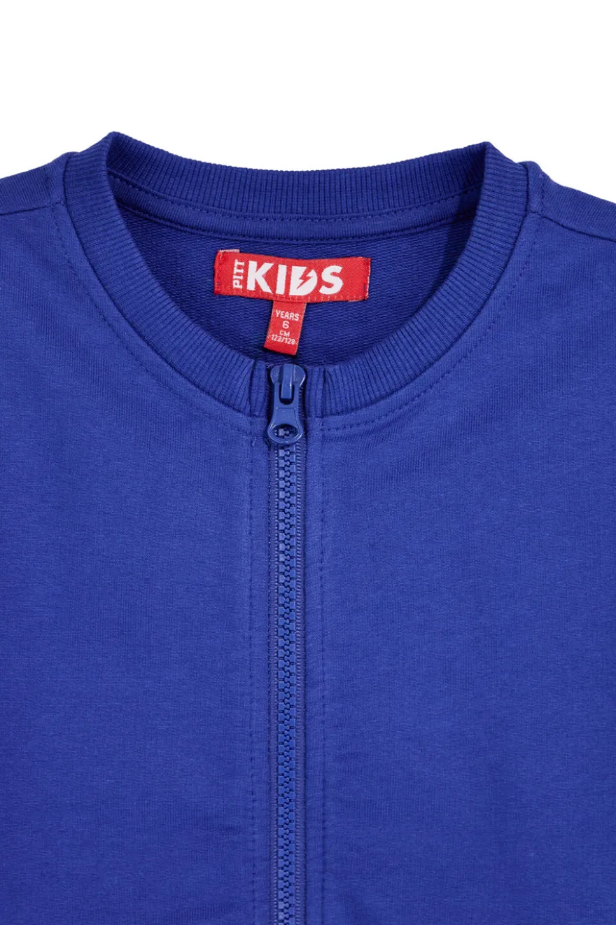 Felpa blu con zip e stampa decorativa Pitt kids PT-G-F-9017