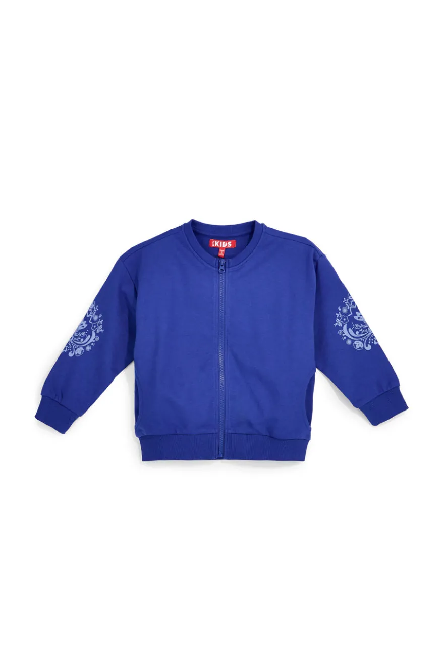Felpa blu con zip e stampa decorativa Pitt kids PT-G-F-9017