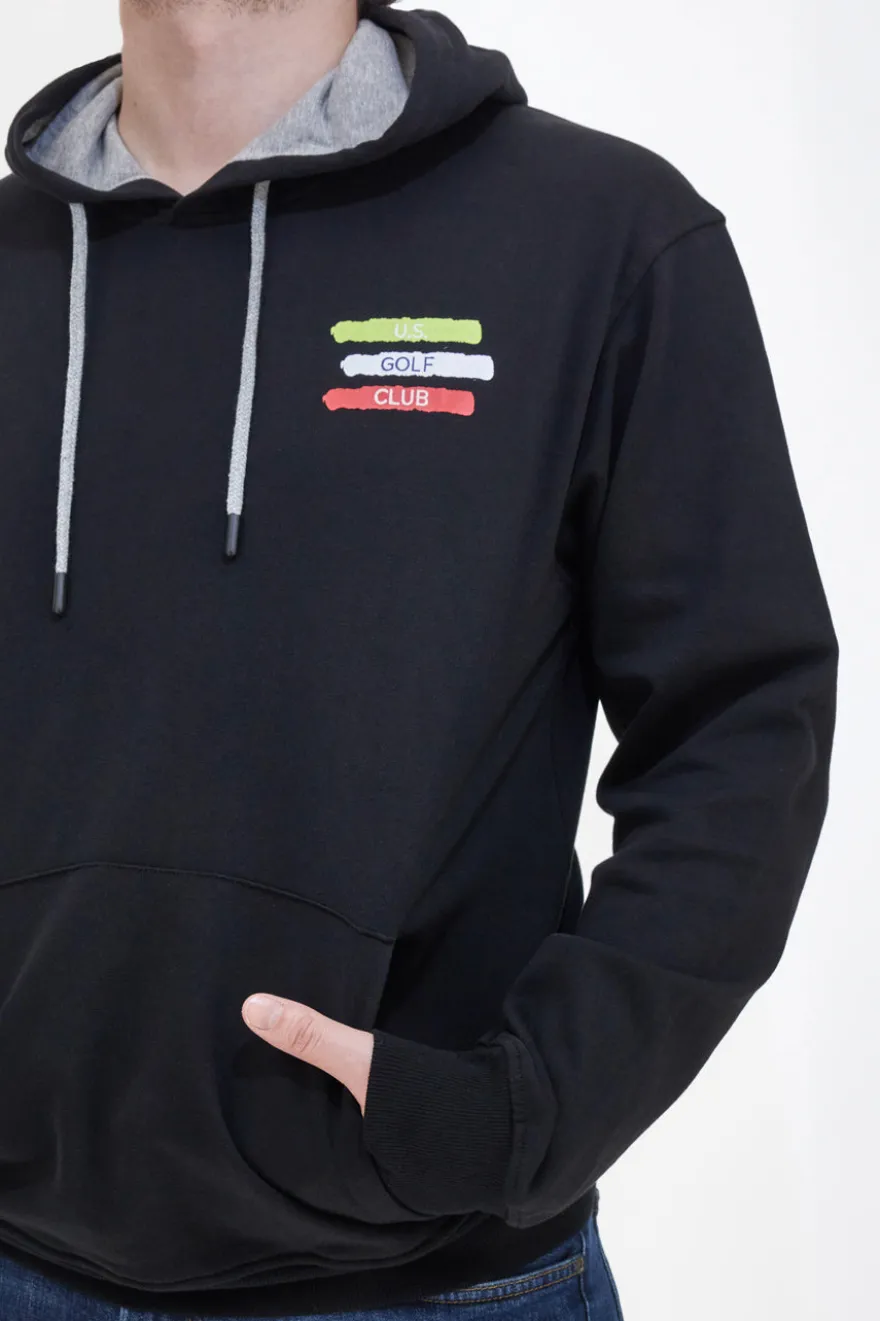 Felpa con Cappuccio Nera Us Golf Club 1255