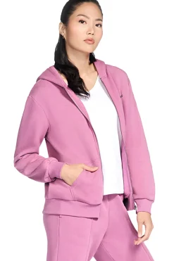 Felpa con cappuccio rosa con zip in tessuto skech-sweats french terry Skechers JA286