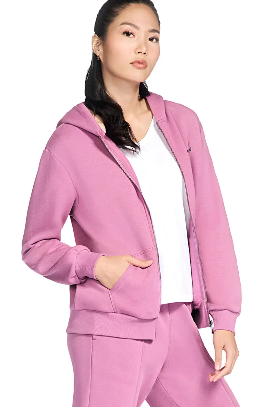 Felpa con cappuccio rosa con zip in tessuto skech-sweats french terry Skechers JA286