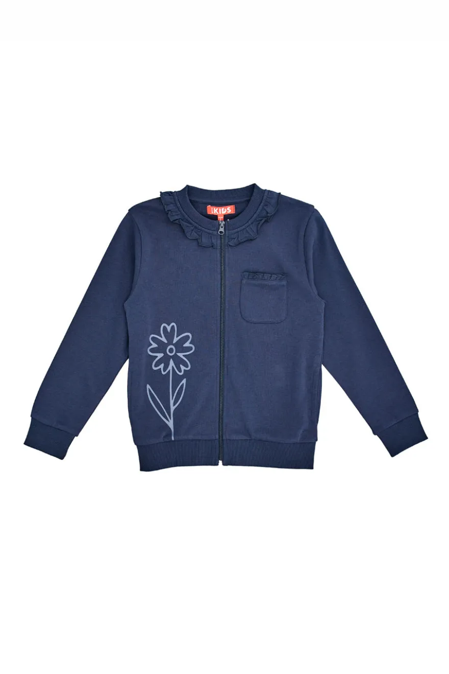 Felpa Girocollo con Cerniera Blu Pitt Kids 05056