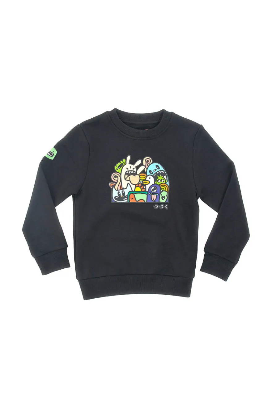 Felpa Girocollo Nera Con Disegni PITT KIDS 6012