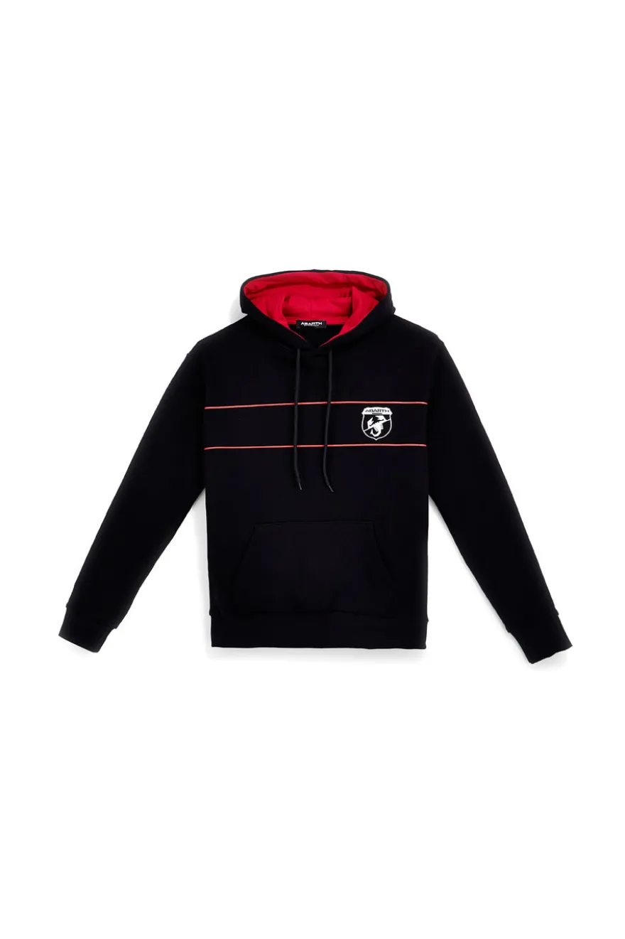 Felpa nera con cappuccio e stampa logo Abarth AH019CP