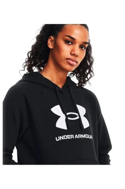 Felpa Nera Girocollo Con Cappuccio Under Armour Rival Fleece Big Logo