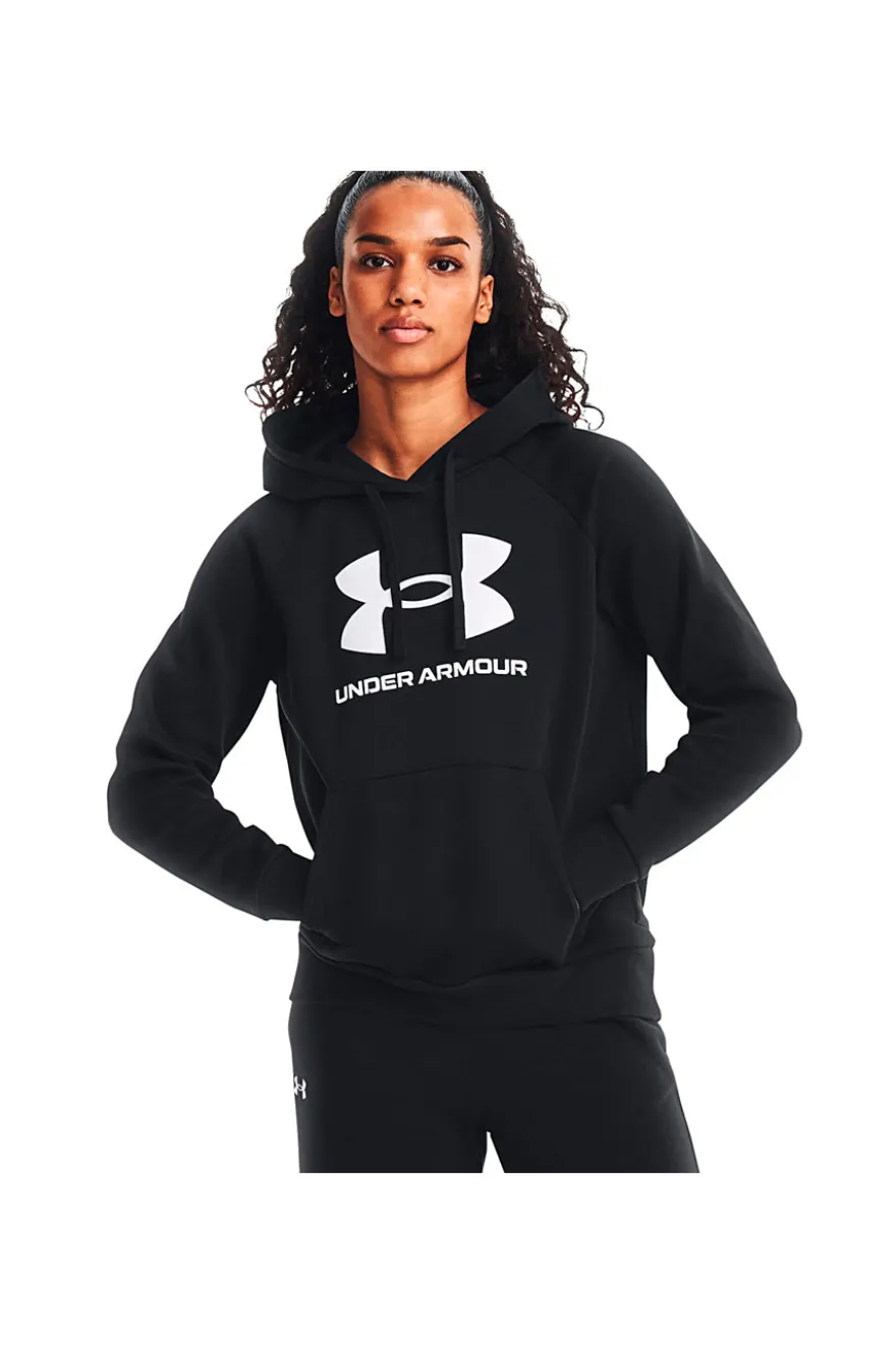 Felpa Nera Girocollo Con Cappuccio Under Armour Rival Fleece Big Logo