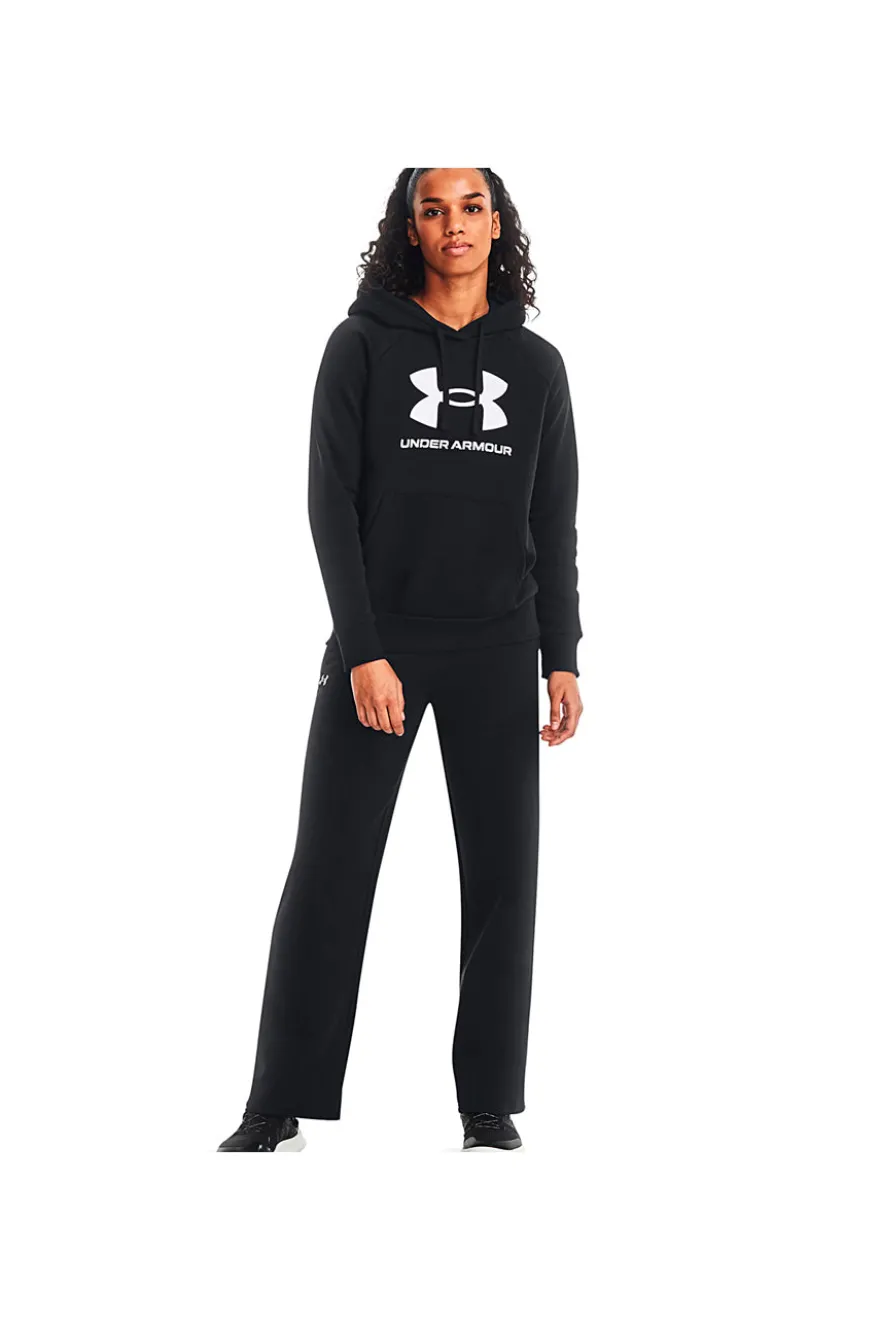 Felpa Nera Girocollo Con Cappuccio Under Armour Rival Fleece Big Logo
