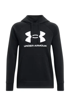 Felpa Nera Girocollo Con Cappuccio Under Armour Rival Fleece Big Logo