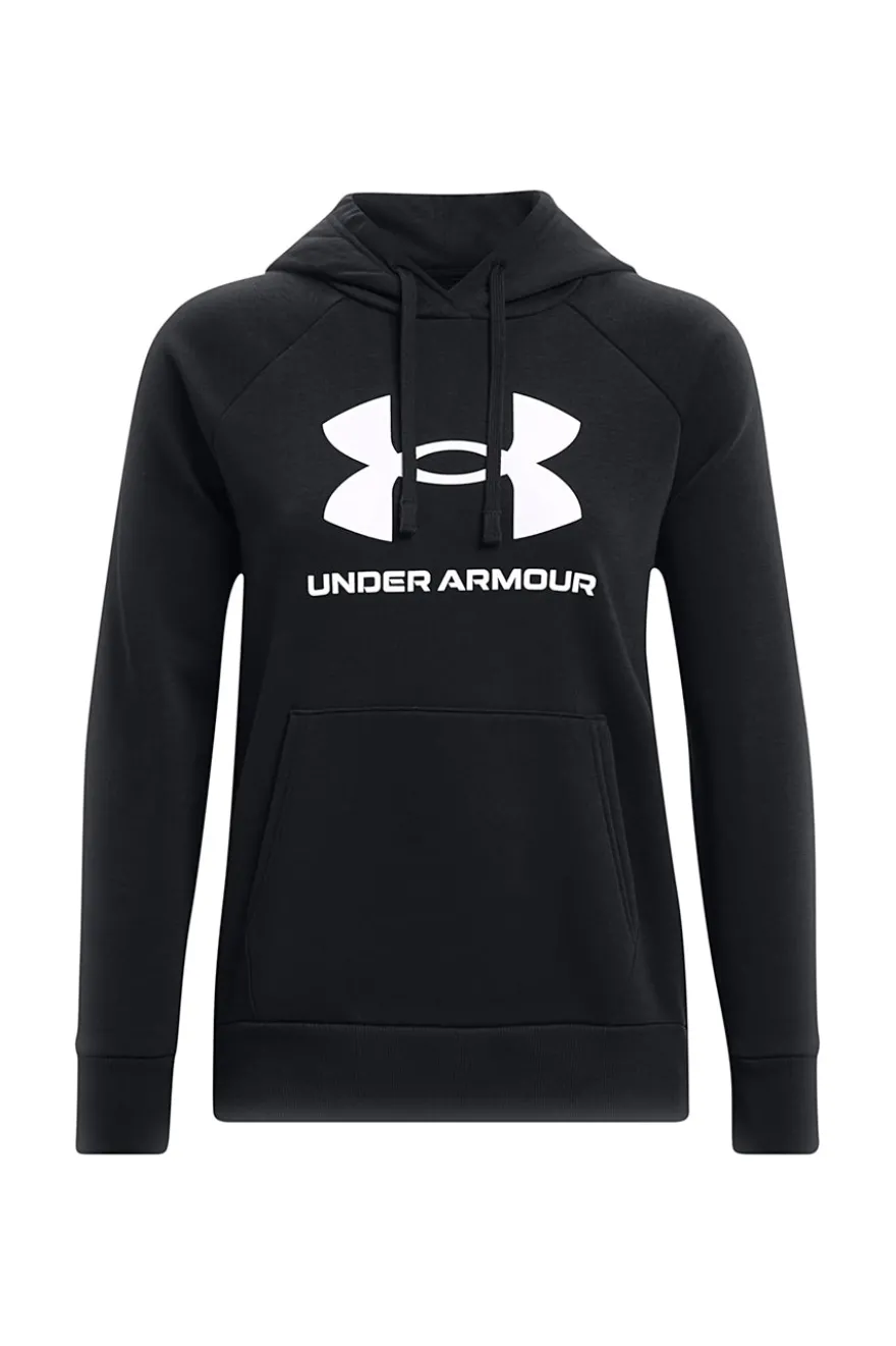 Felpa Nera Girocollo Con Cappuccio Under Armour Rival Fleece Big Logo