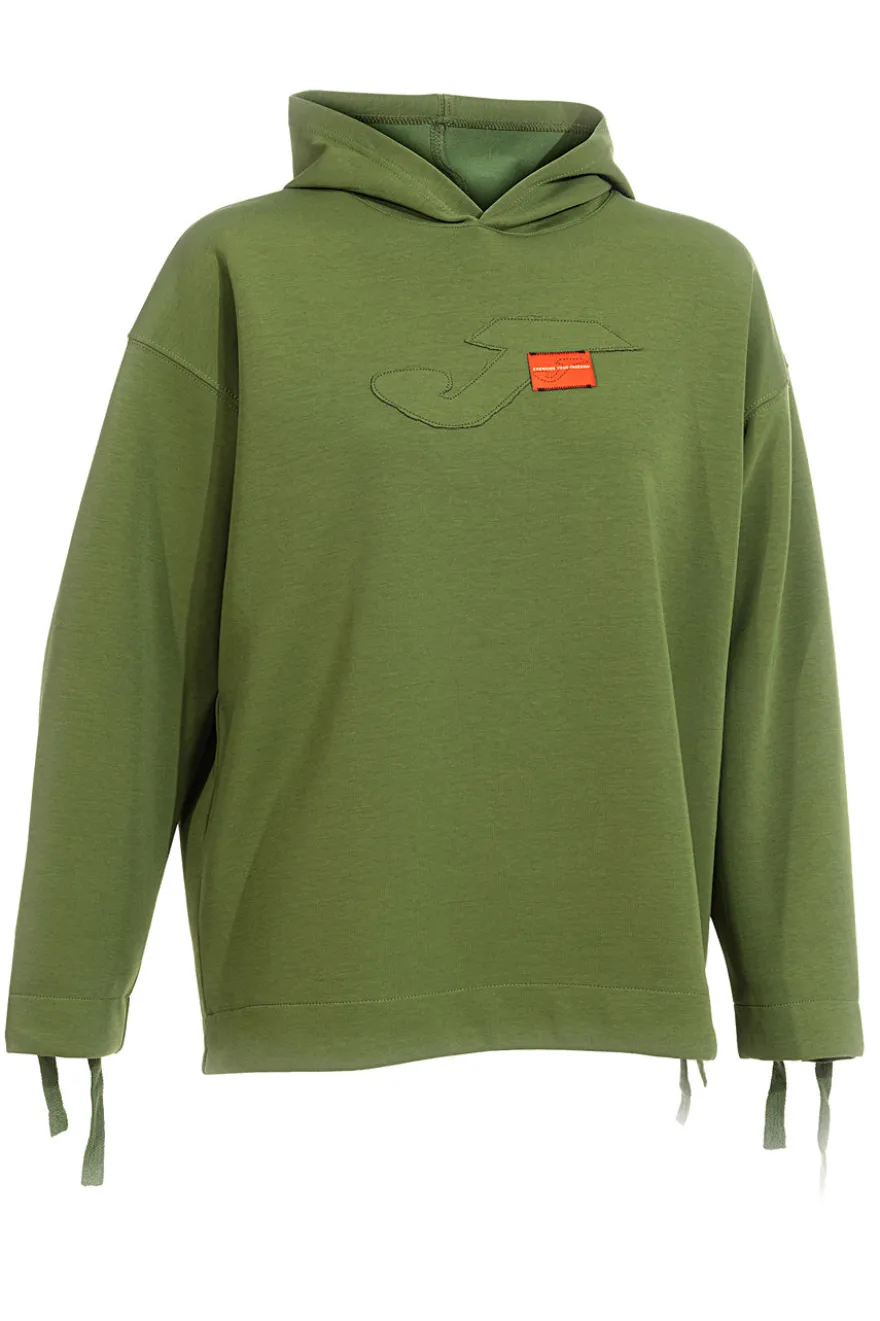 Felpa verde con lacci regolabili e logo in rilievo Joma Step Hoodie