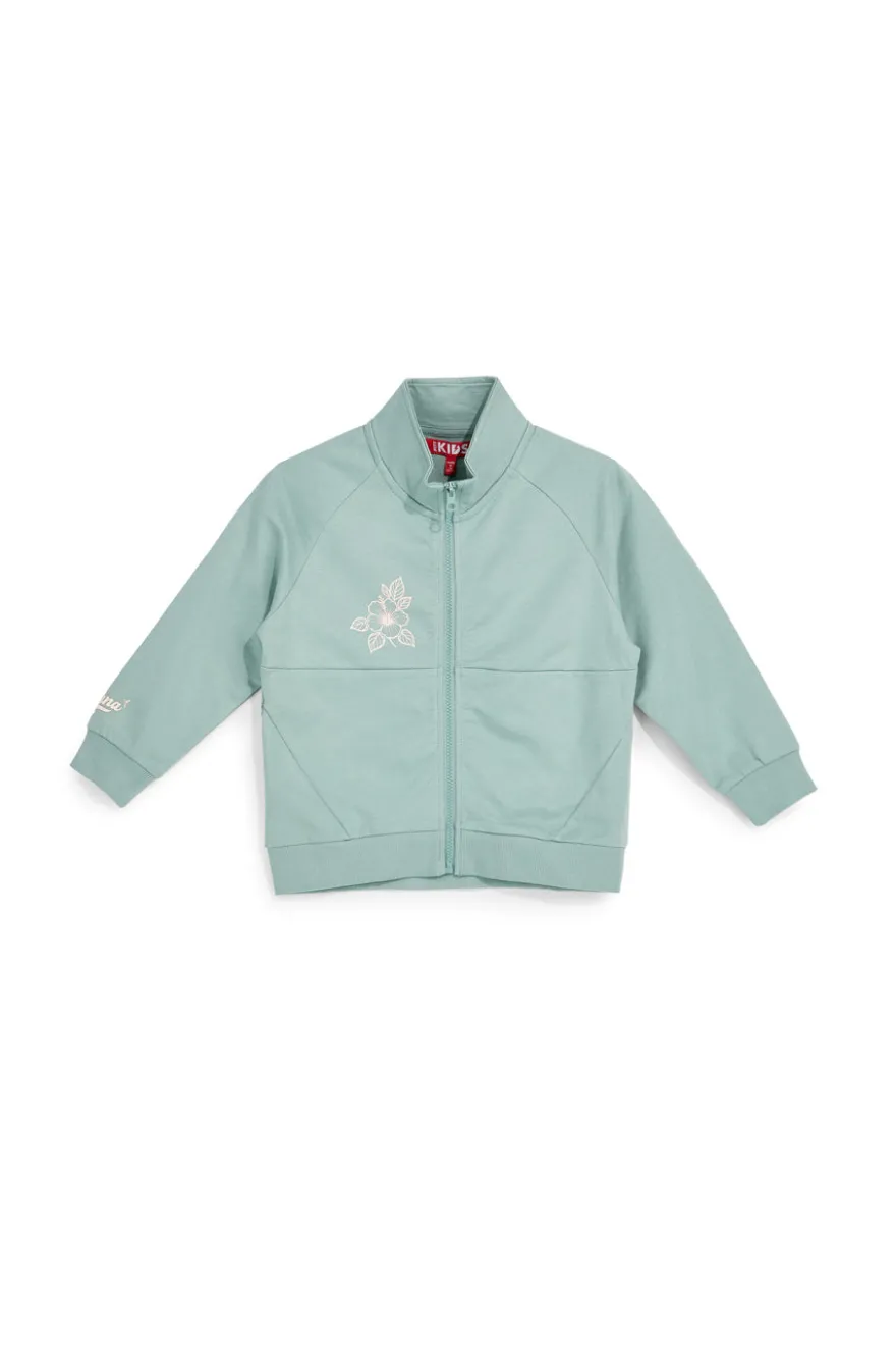 Felpa verde con zip e stampa floreale Pitt kids PT-G-F-9006
