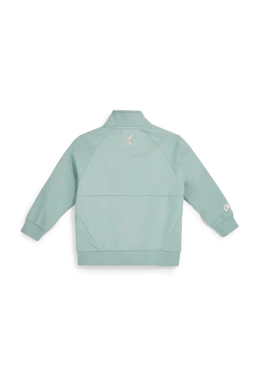 Felpa verde con zip e stampa floreale Pitt kids PT-G-F-9006