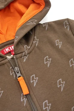 Felpa Verde e Arancio con Cappuccio e Cerniera Centrale PITT KIDS 6025