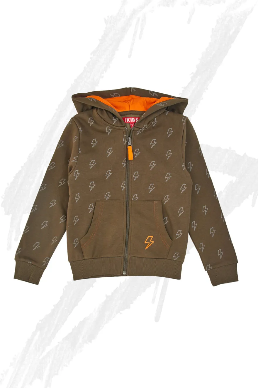 Felpa Verde e Arancio con Cappuccio e Cerniera Centrale PITT KIDS 6025
