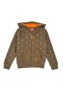 Felpa Verde e Arancio con Cappuccio e Cerniera Centrale PITT KIDS 6025