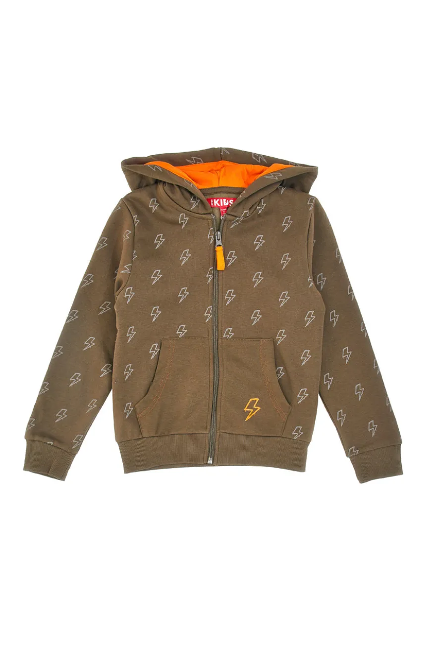 Felpa Verde e Arancio con Cappuccio e Cerniera Centrale PITT KIDS 6025