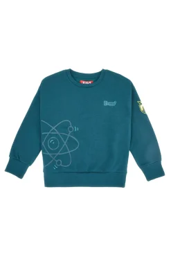 Felpa verde petrolio con stampa atom e interno felpato Pitt Kids PT-KF-8025