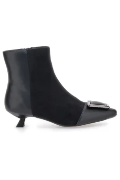 Ferre' F693C714 Schwarze Stiefeletten mit niedrigem Absatz und Schnalle