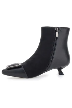 Ferre' F693C714 Schwarze Stiefeletten mit niedrigem Absatz und Schnalle