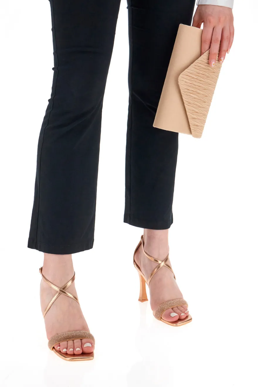 First Lady 24 RoseGold-Sandalen mit Absatz