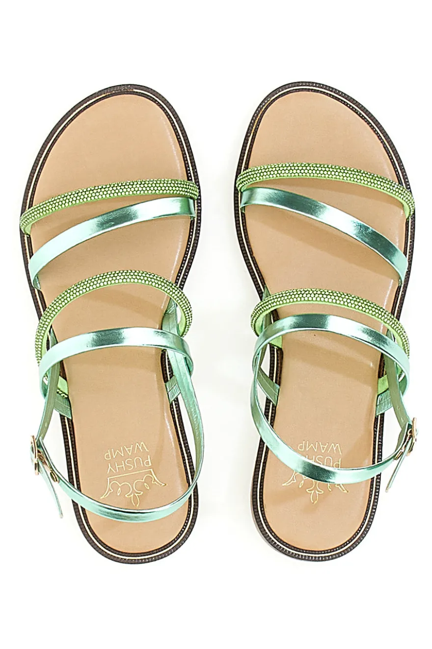 Flache Pushy Wamp Sandalen 1576 Grün