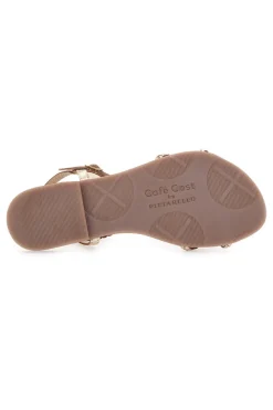 Flache Sandalen aus goldenem Cafè-Leder kosten 95106