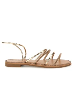 Flache Sandalen aus Platin mit Strasssteinen Mon dieu PRE9350