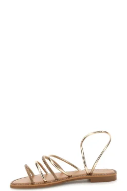 Flache Sandalen aus Platin mit Strasssteinen Mon dieu PRE9350