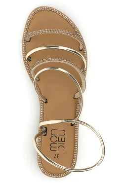 Flache Sandalen aus Platin mit Strasssteinen Mon dieu PRE9350
