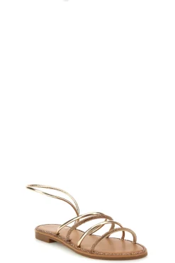 Flache Sandalen aus Platin mit Strasssteinen Mon dieu PRE9350