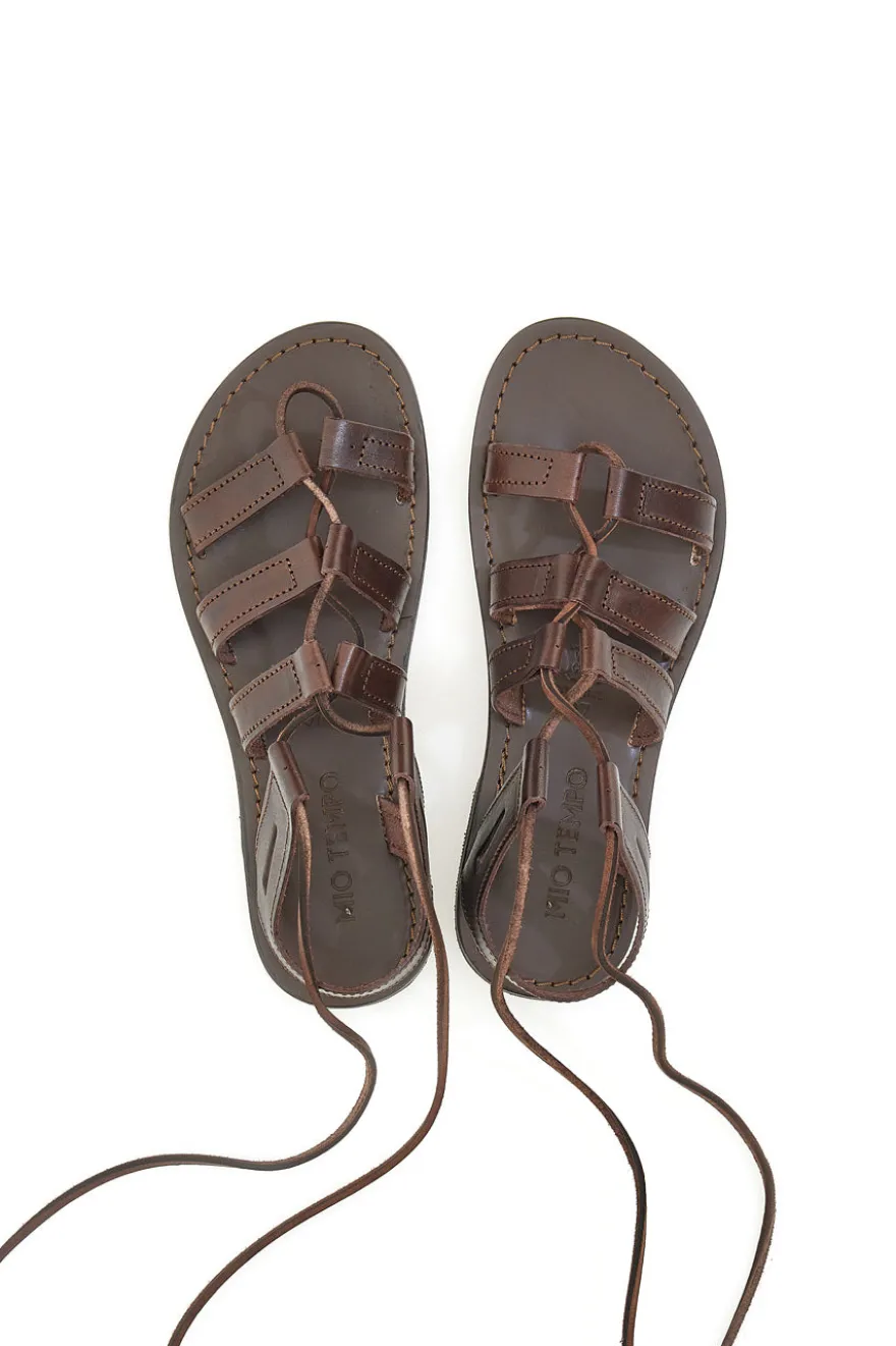 Flache Schnürsandalen Mio Tempo 1369 Braun