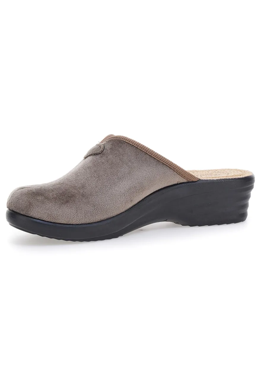 Fly Flot 90L80X68PE Taupe Hausschuhe mit perforiertem Fußbett und Komfortkeil