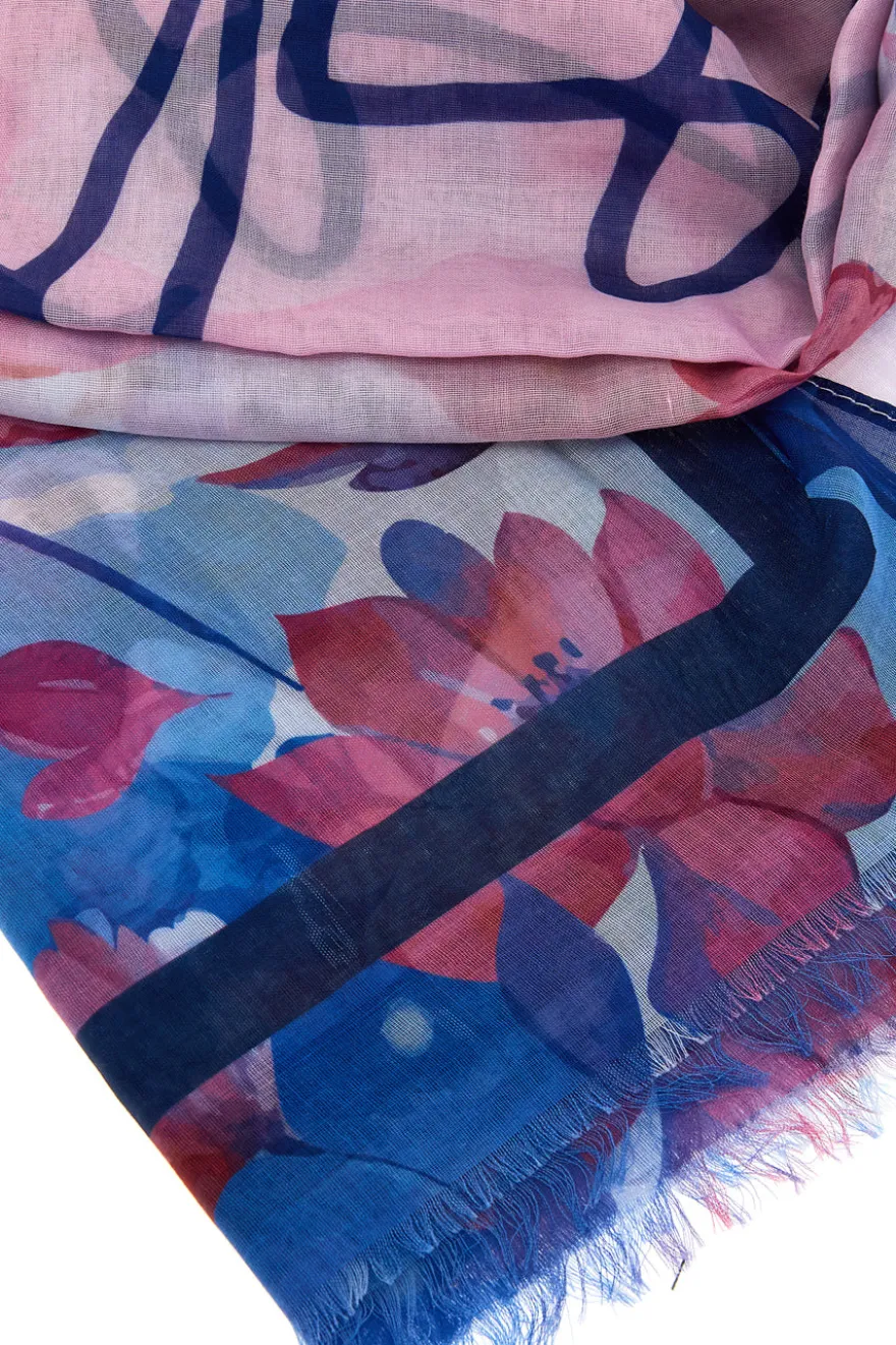 Foulard rosa con stampa floreale Laura Biagiotti 26s204-14
