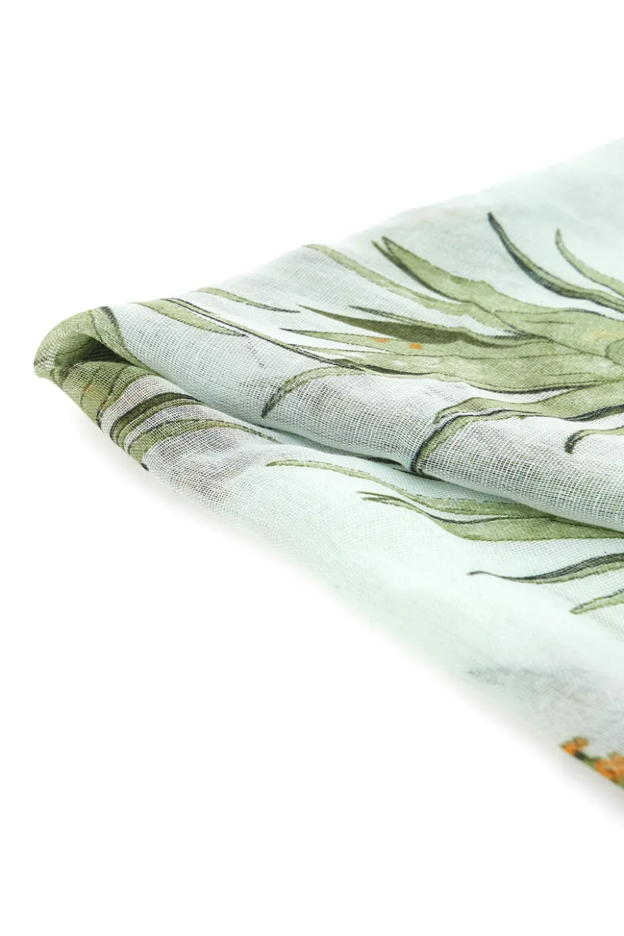Foulard Verde con fantasia ananas tropicale in tessuto leggero Coveri Collection 976SUISCIAR/149E