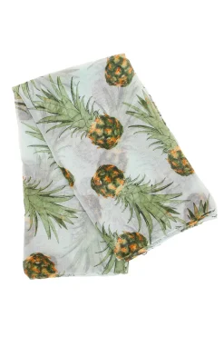 Foulard Verde con fantasia ananas tropicale in tessuto leggero Coveri Collection 976SUISCIAR/149E