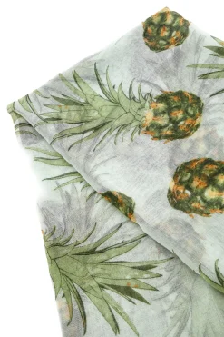 Foulard Verde con fantasia ananas tropicale in tessuto leggero Coveri Collection 976SUISCIAR/149E