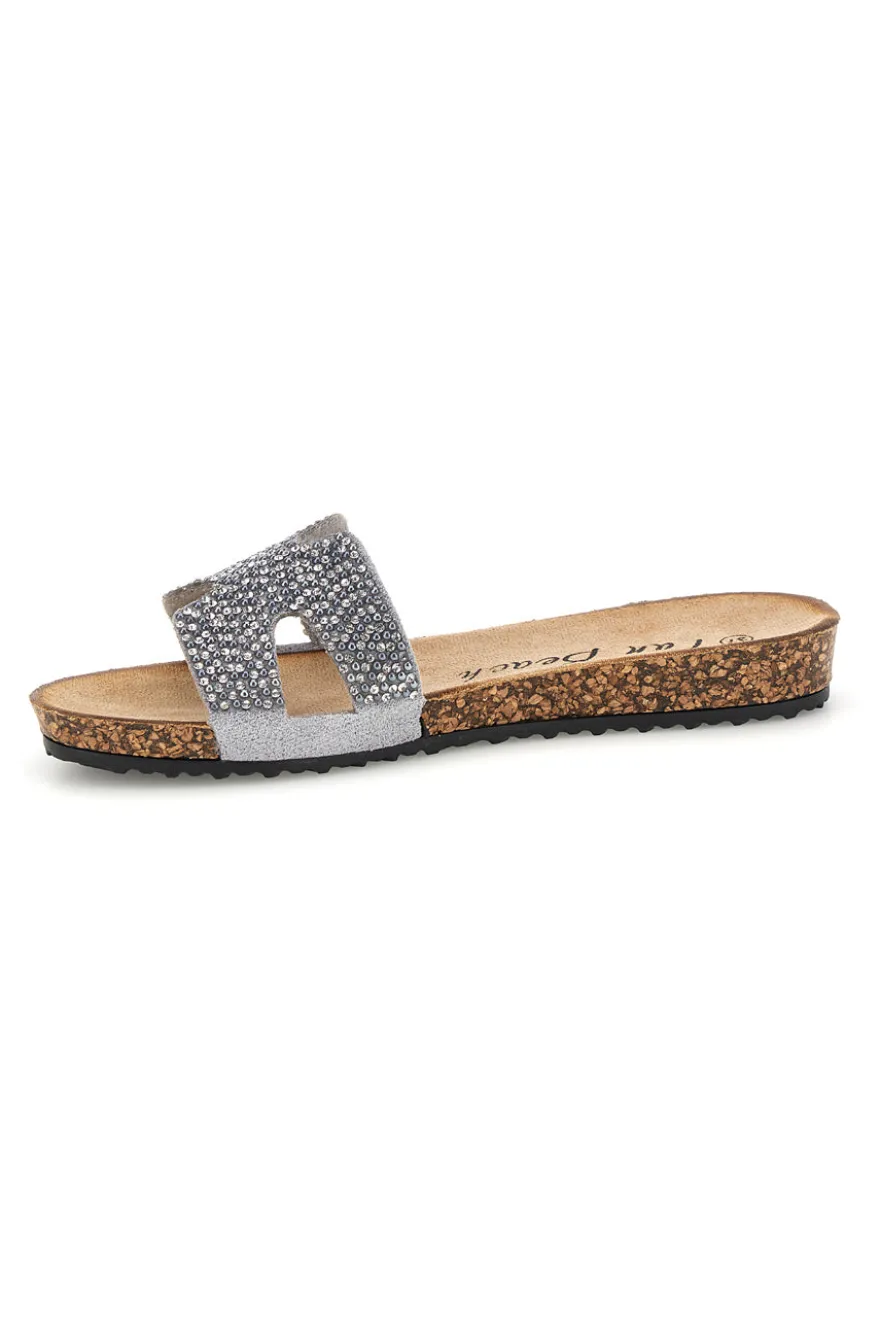 Fun Strand Silber Hausschuhe mit Glitter 18103