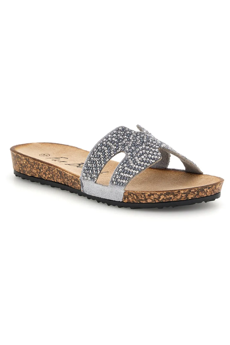 Fun Strand Silber Hausschuhe mit Glitter 18103