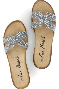 Fun Strand Silber Hausschuhe mit Glitter 18103