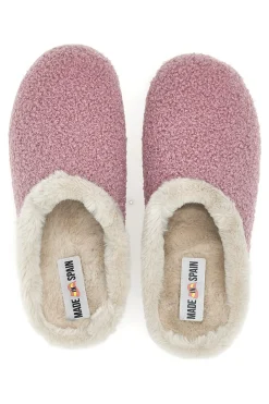 Gaia Mania GG549 Rosa Hausschuhe aus Stoff mit Teddy-Effekt und Fellfutter