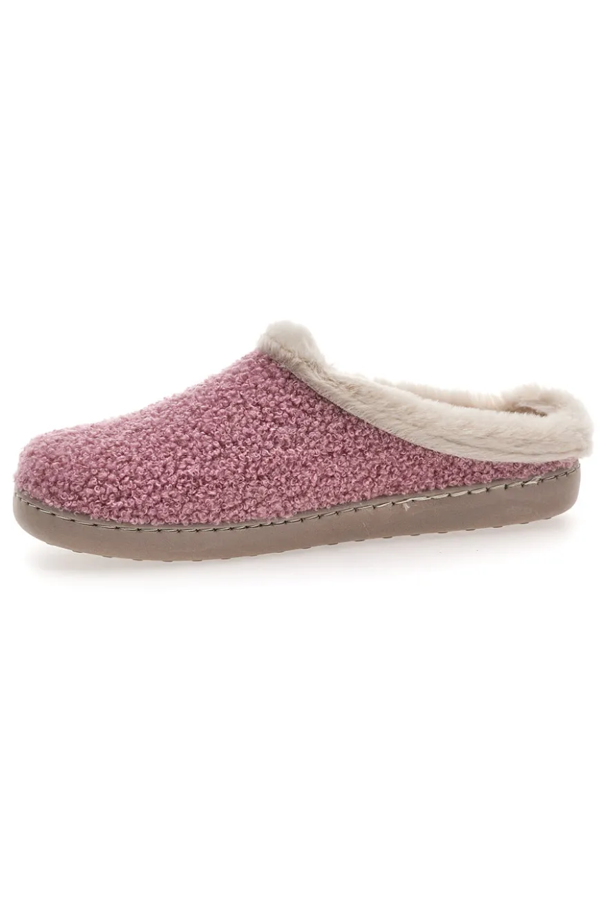 Gaia Mania GG549 Rosa Hausschuhe aus Stoff mit Teddy-Effekt und Fellfutter
