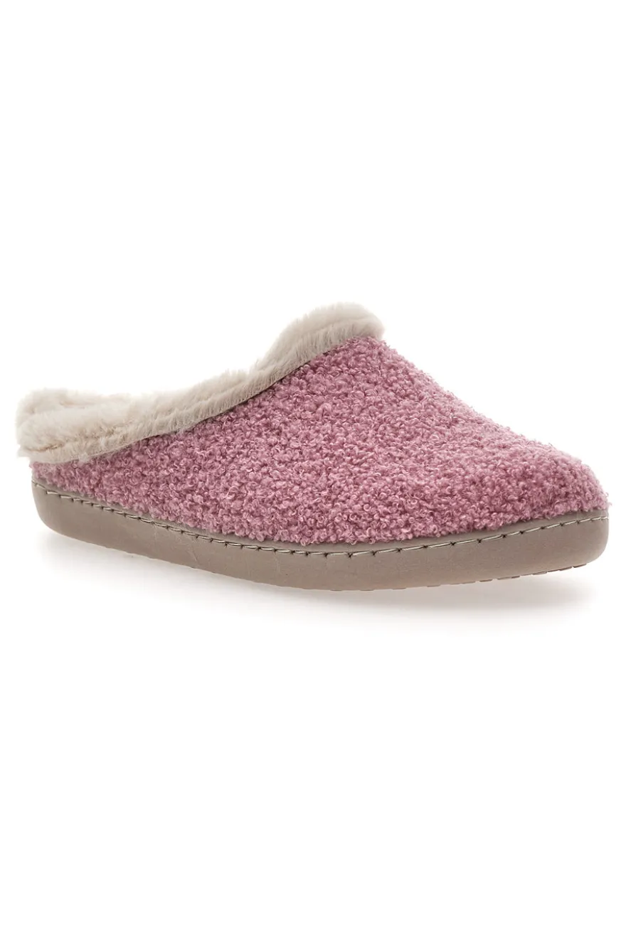 Gaia Mania GG549 Rosa Hausschuhe aus Stoff mit Teddy-Effekt und Fellfutter