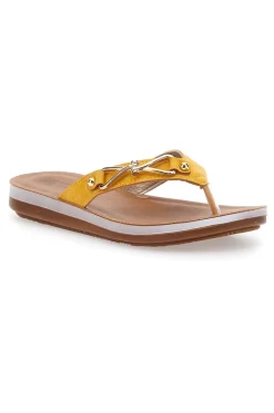 Gelbe Flip-Flops mit dekorativer goldener Schnalle INBLU 12 ZO