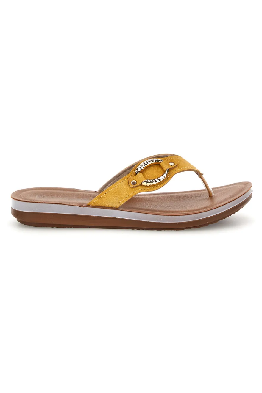 Gelber Flip-Flop mit Schmucksteinbesatz Inblu 19 ZO