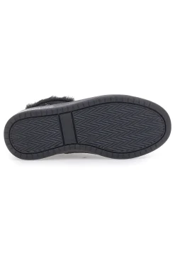 Gepolsterte schwarze Mid-Cut-Sneaker mit Reißverschluss und Fell Grazie 1719