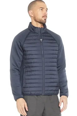 Giacca imbottita blu con maniche in maglia Skechers JA141