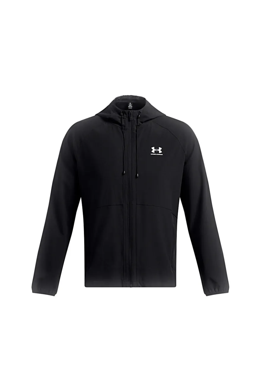 Giacca nera leggera con cappuccio Under Armour VIBE WOVEN JACKET