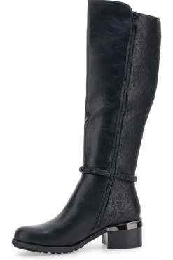 Gianmarco Venturi SV0184 schwarze Stiefel mit Logo und verziertem Absatz
