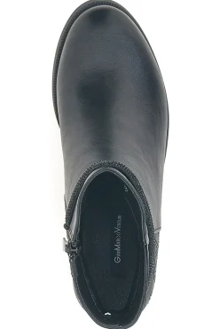 Gianmarco Venturi TR0305 schwarze Stiefeletten mit mittlerem Absatz und Steppdetail