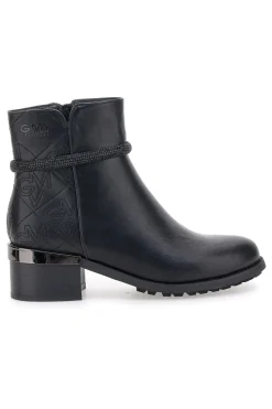 Gianmarco Venturi TR0305 schwarze Stiefeletten mit mittlerem Absatz und Steppdetail